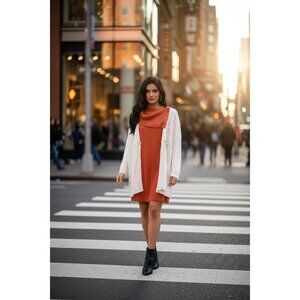 Orange Cowl Neck Sweater Tunic 3X & White Cardigan 24W/26W Set * Free Shipping